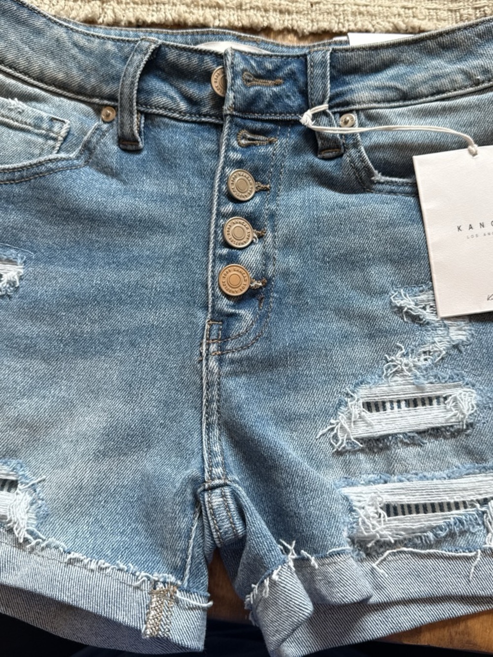 KanCan Light Blue Distressed Jean Shorts